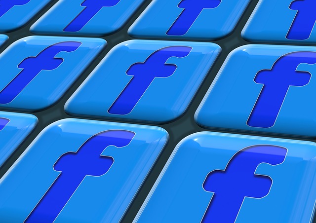 The blue Facebook f logo is shown repeated across the image